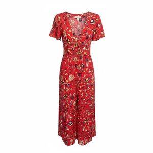 Anthropologie Somerset Maxi Dress XXSP Red Geometric Poplin Cottagecore